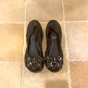 Tory Burch black flats with rhinestone detail
